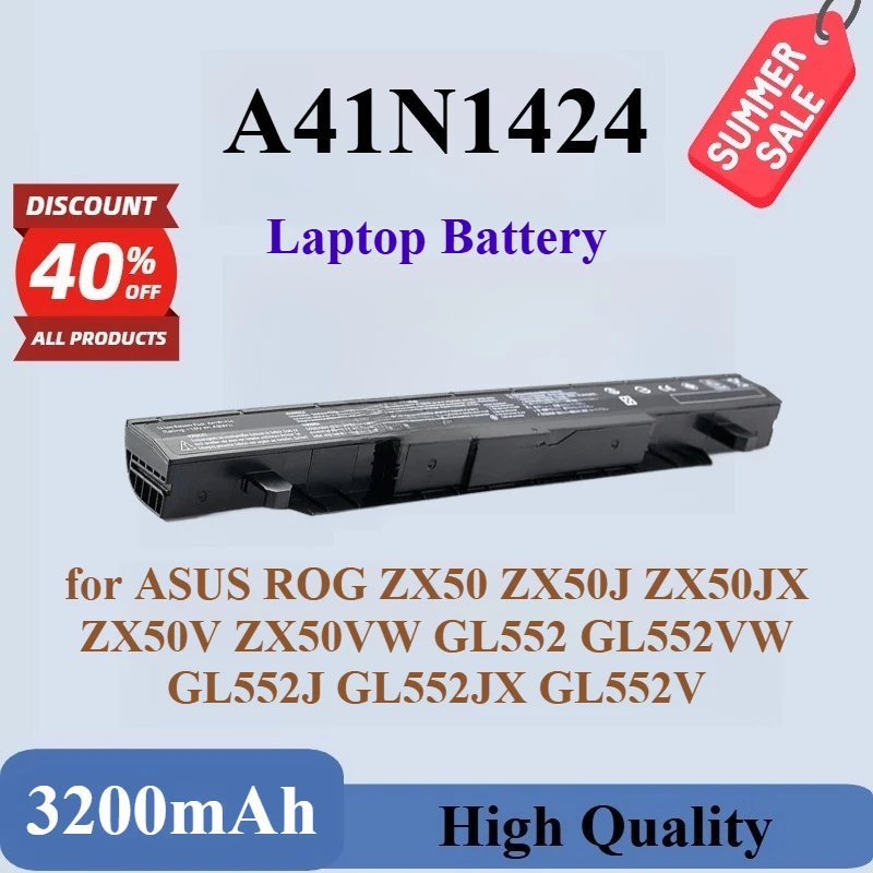 

New A41N1424 48WH 15V 3200mAh Laptop Battery for ASUS ROG ZX50 ZX50J ZX50JX ZX50V ZX50VW GL552 GL552VW GL552J GL552JX GL552V