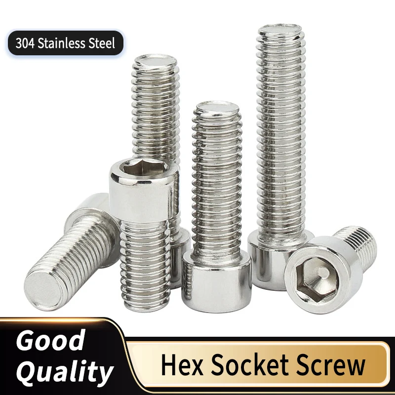 Hexagonal Socket Screw Cylindrical Head M2 M3 M4 M5 M6 M8 M10 M12 M14 M16 304 Stainless Steel Length 4mm-150mm Screw Lengthening