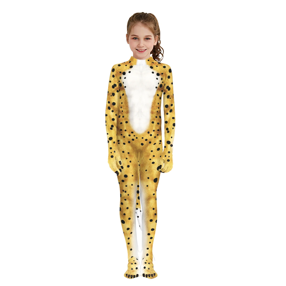 Kinderen Schattig Dier 3d Print Cosplay Jumpsuit Halloween Grappige Jongens Meisjes Lange Mouw Podium Performance Bodysuit Kleding