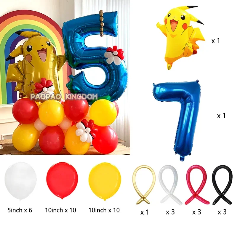 Pokemon Pikachu Folie Ballonnen Set voor Kinderen Verjaardagsfeestje Decoratie Baby Douche Ballon Decoratie Globos
