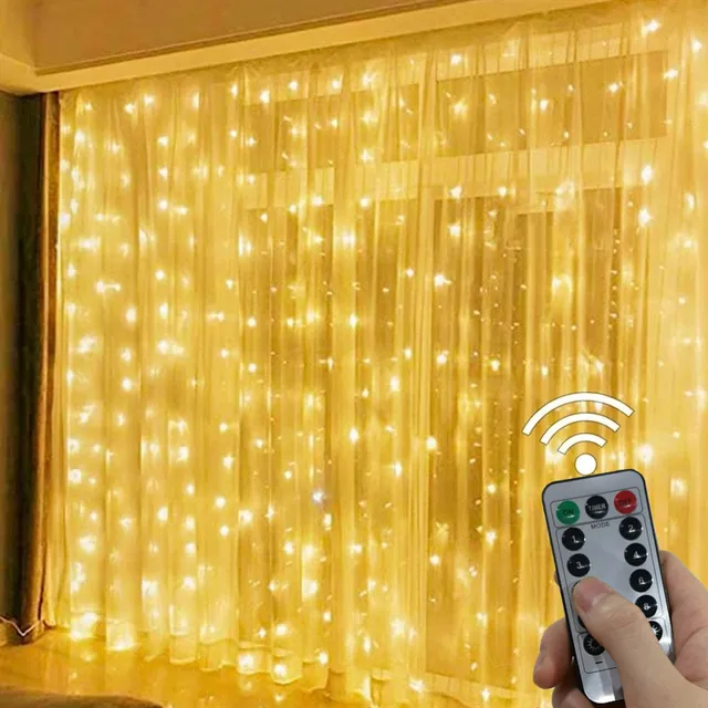 3M LED Kurtyna Girlanda Fairy Lights Festoon z pilotem Noworoczna girlanda Dekoracja świąteczna Dekoracja ślubna