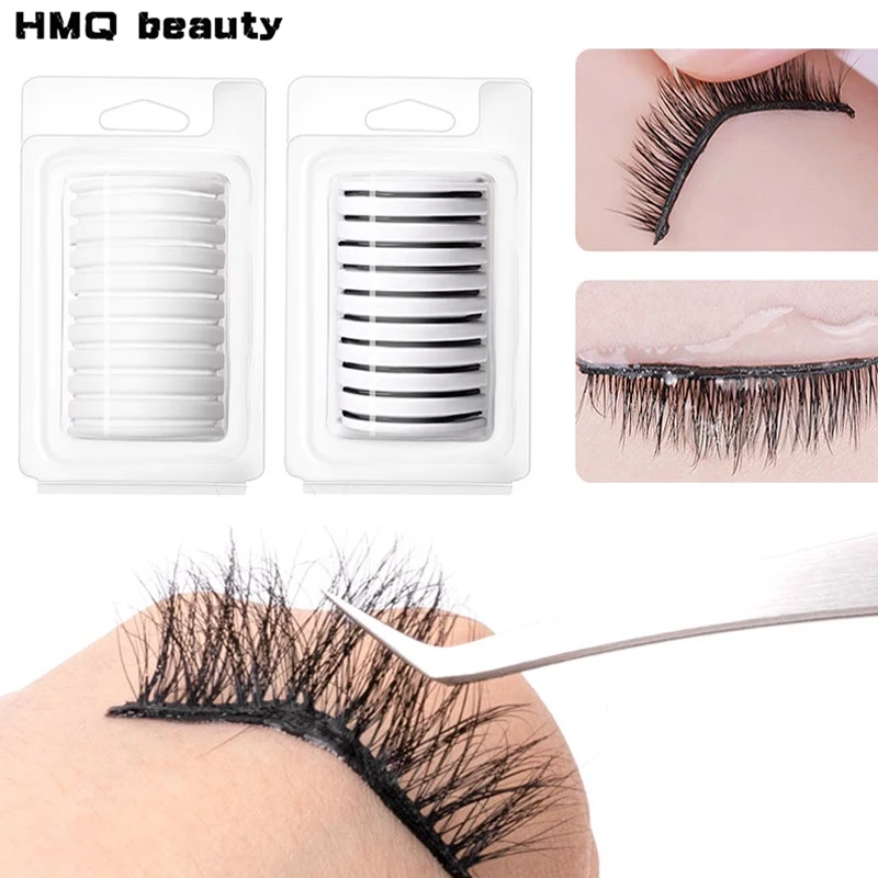 10 pz Riutilizzabile Senza Colla Striscia di Colla per Ciglia Autoadesive Ciglia Finte Ipoallergeniche Estensione Ciglia Forniture Strumenti di Trucco