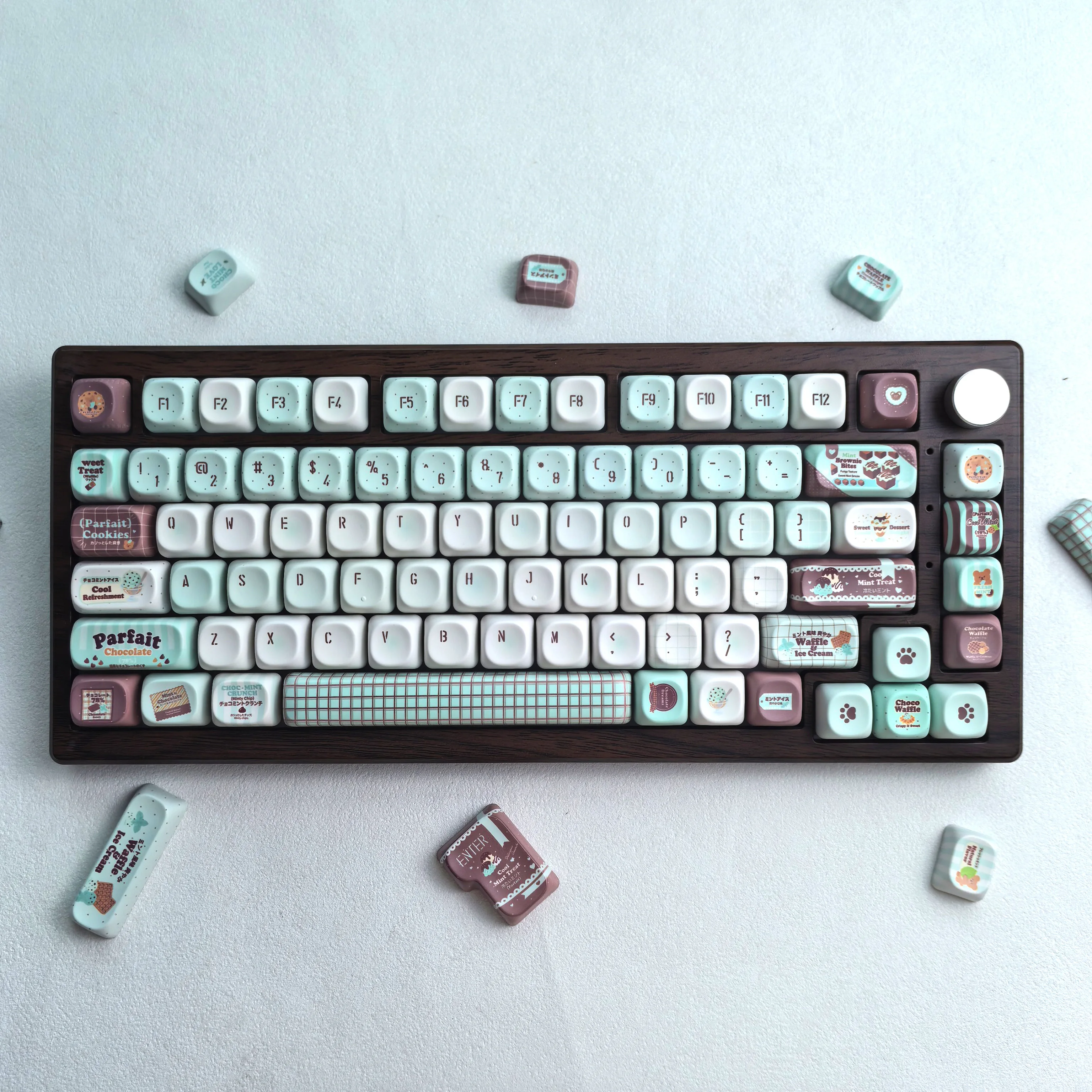 MAIMOOO Keycaps Mint Black Mint Dark Chocolate Theme Korean Russian PBT MOA CHERRY Mint Blue Green Mechanical Keyboard Keycaps
