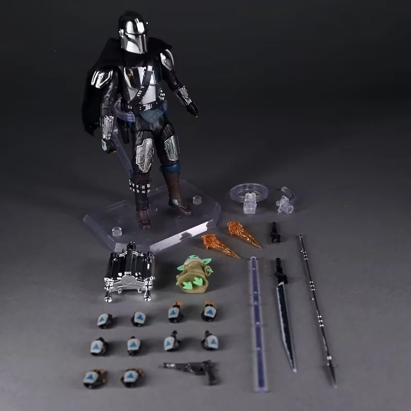ホットムーブスターワールドウォーズマンダロリアンバージョン2ディン・ジャリン電気メッキ可動アクションフィギュアコレクタブルモデルデスクトップオーナメント