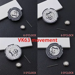 VK63A Quartz Movement Date At 6/3 O'clock Chronograph Watch Movement w/Battey For VK SERIES VK63A VK63 Watch Single Calendar