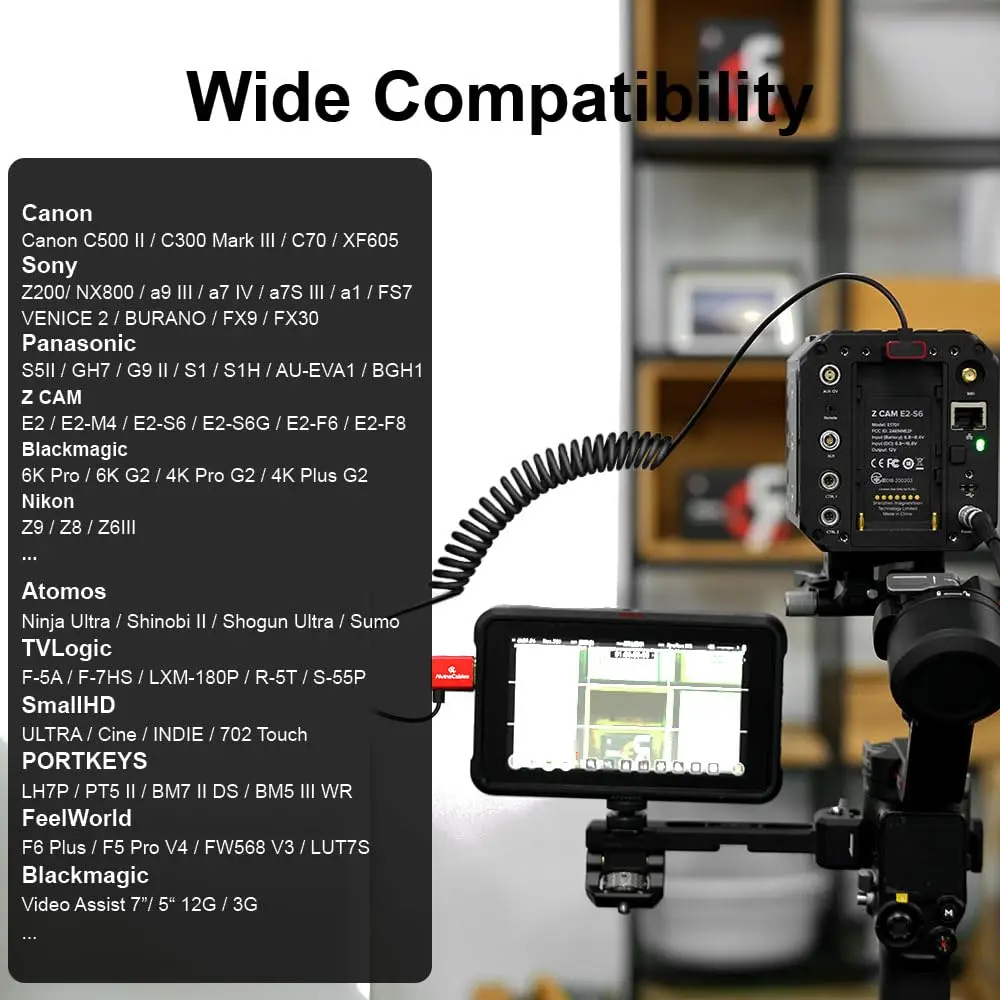 Alvin's Cables 8K HDMI Cable 2.1 48Gbps High Speed Φ2.4mm Ultra-Thin HDMI for SmallHD, Up to Right Angle Coiled Cable