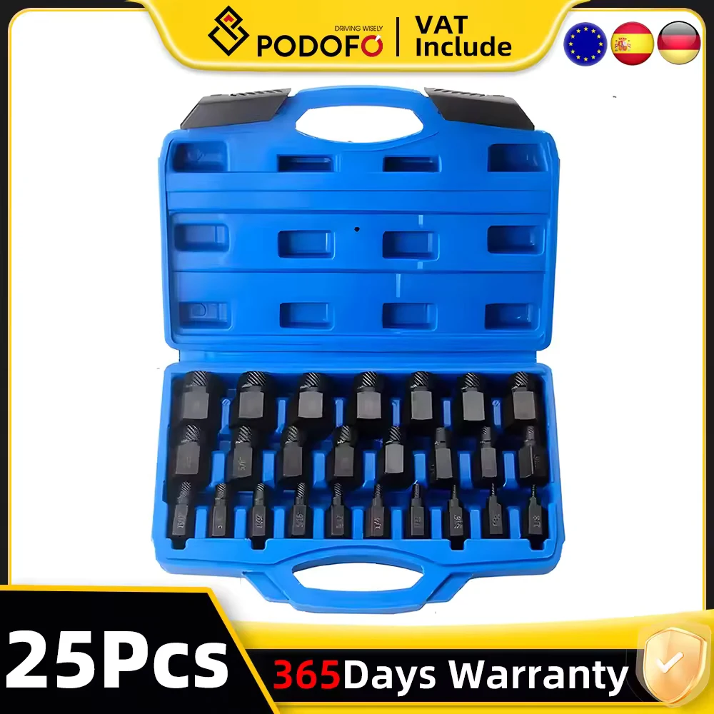 Jeu d'extracteurs de vis impériaux, tête hexagonale, multi-cannelures, facile à sortir, jeu d'extracteurs de boulons endommagés, 25 pièces