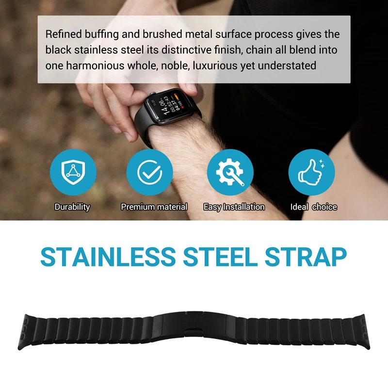 JABS Strap For Apple Watch Band 38Mm Stainless Steel Bracelet Iwatch 9 Band Bracelet Wristband Replacement Accessories