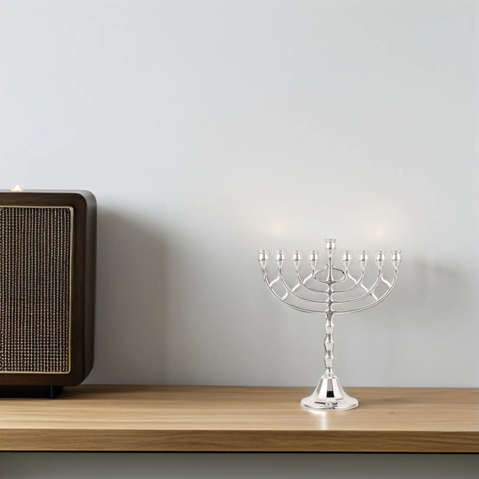 9 Branch Hanukkah Menorah Holder Decorative Jewish Festival Candlestick Stand Judaica Holiday Ornament Arm Holder