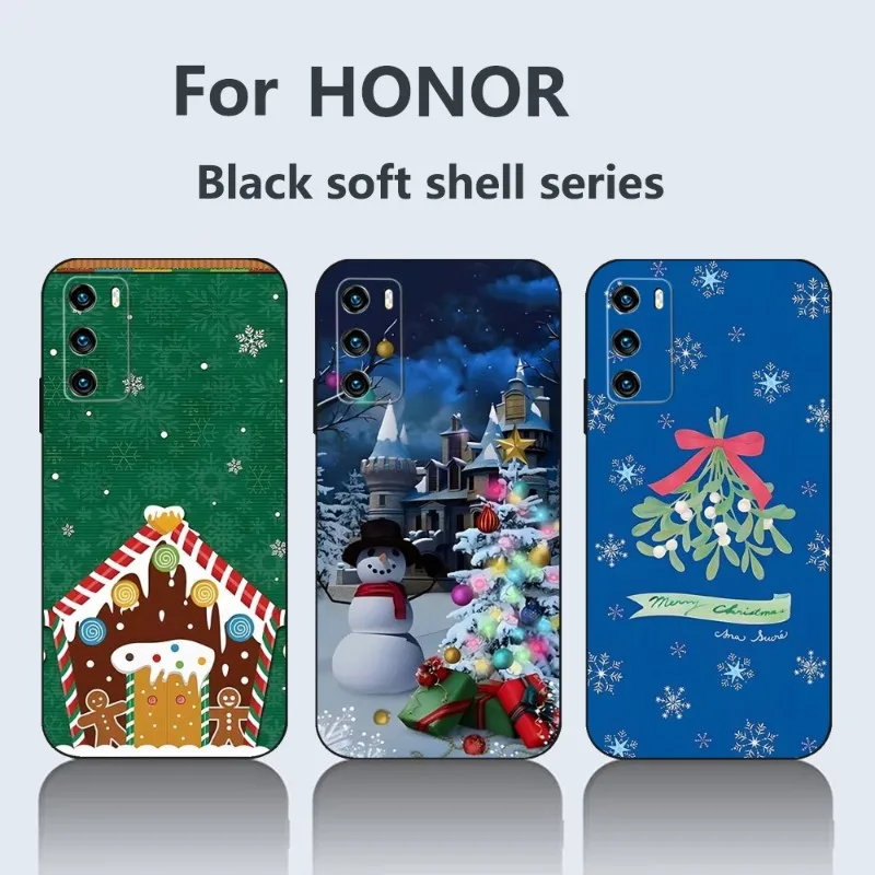 Christmas Bell Gift Elk Phone Case For Honor 50 30 20 10 I S SE V40 V30 Pro V20 V9 V8 X30 X20 X10 Max Macia Shell Soft Cover