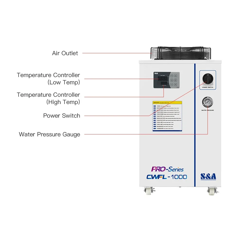 S&A CWFL-1000AN & 1000BN Industrial Air Water Chiller for 1000w Fiber  Engraving and Cutting Machine