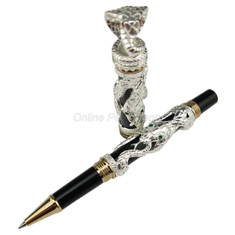 

Jinhao Ancient Silver 3D Snake Cobra Texture Relief Sculpture Roller Ball Pen Refillable Professional Office Stationery Writing