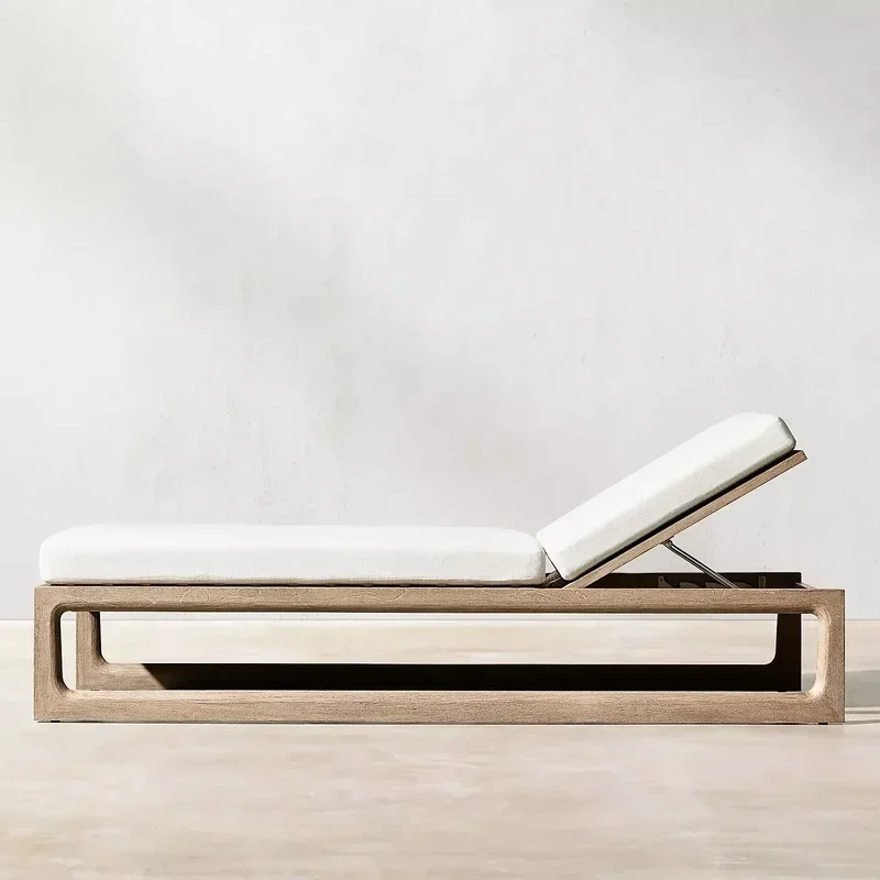 

Waterproof Teak Chaise Lounge Chair, Outdoor Sun Lounger, Garden Furniture for Beach Relaxation