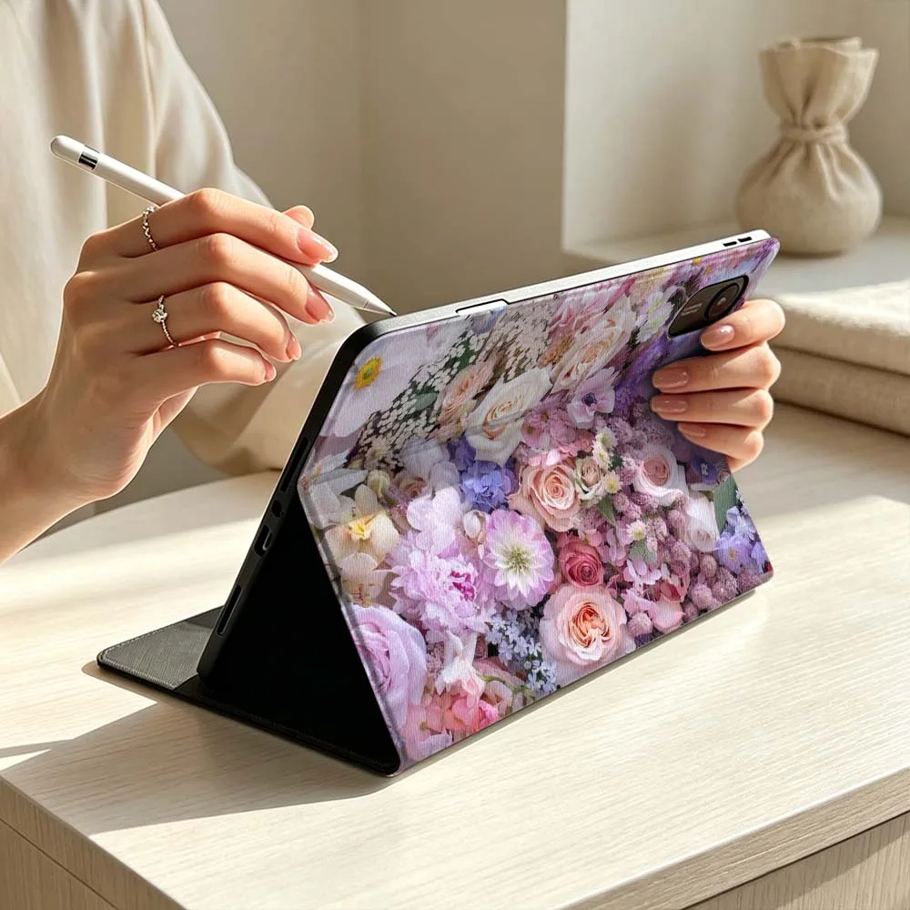 Pink Roses Cluster Print Soft Pen Tray Tablet Case For Xiaomi Mi 8 7 6 5 Mini Ultra Pro Redmi Pad Pro SE 2 Poco Pad