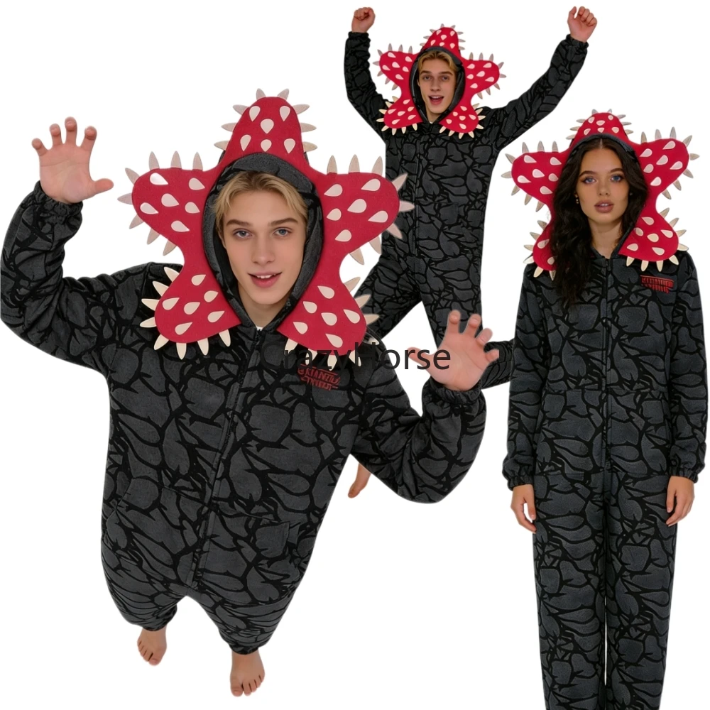 Pijama de Cosplay Demogorgon Cannibal Flower de Inverno para Adultos, Masculino, Jovem, Fantasia de Planta Carnívora, Roupa de Dormir de Flanela, Traje de Halloween