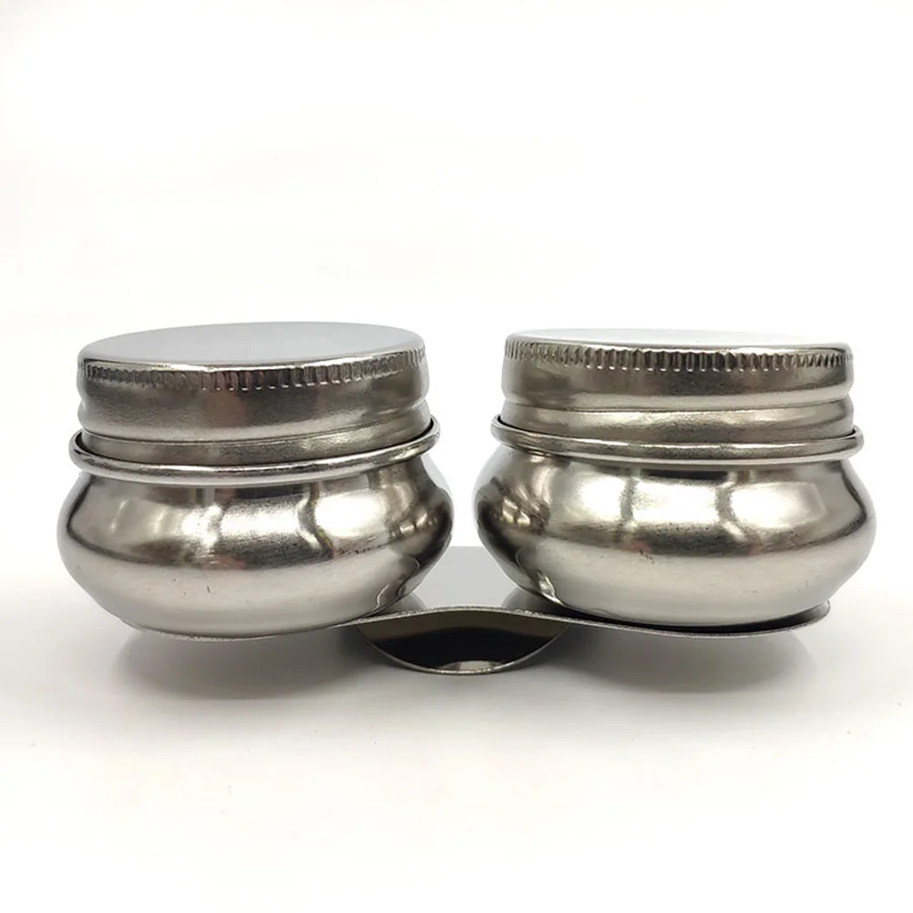 

2Pcs StainlessSteel Palette Tray OilPainting Supplies RemovableLid PreventSpills EasyCleaning ColorMixing Pot SuitableHeight