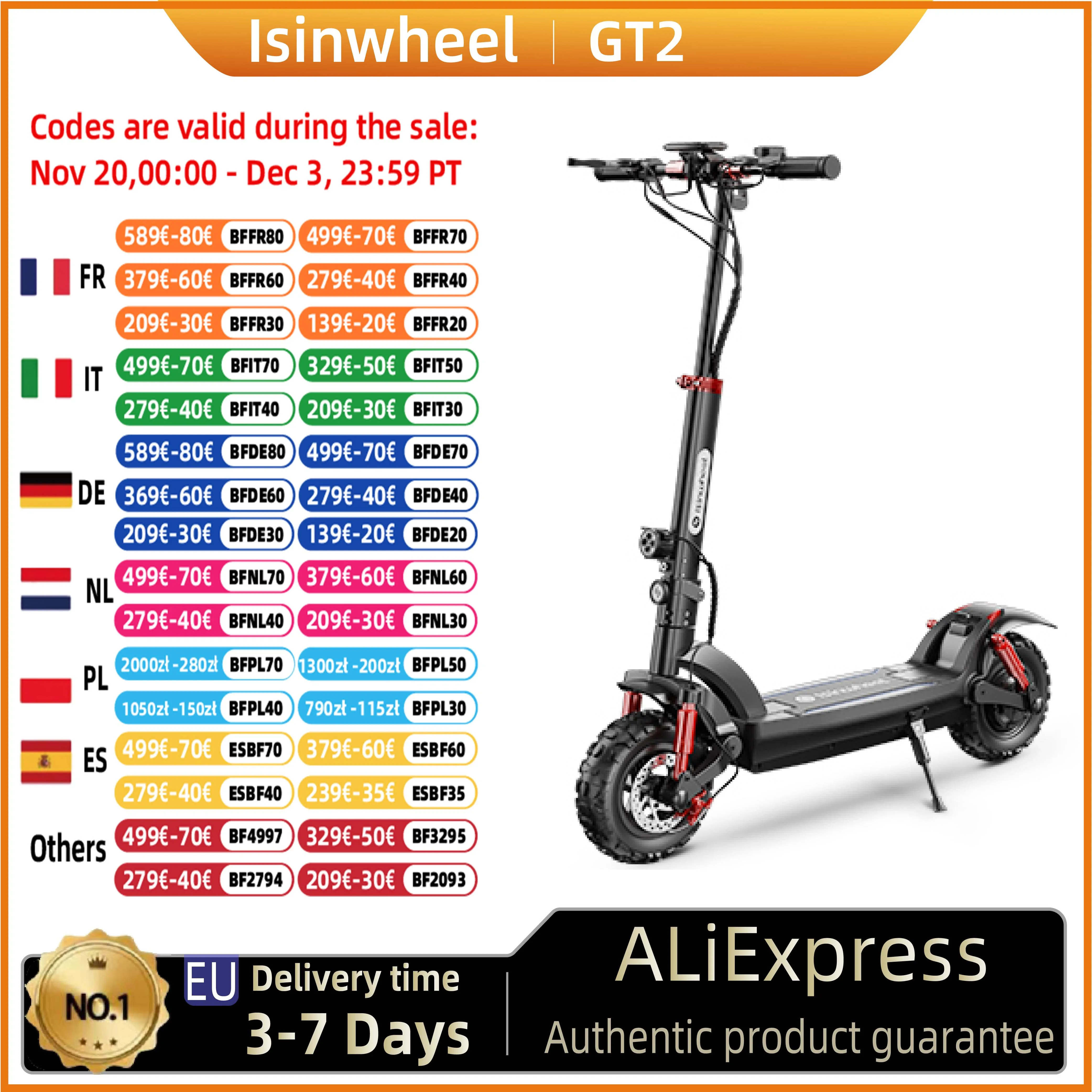 ISINWHEEL-Trottinette Électrique Pliable GT2, Moteur 800W, Batterie 48V 15Ah, Pneumatique Tout-Terrain ISINWHEEL-Trottinette Électrique Pliable GT2, Moteur 800W, Batterie 48V 15Ah, Pneumatique Tout-Terrain