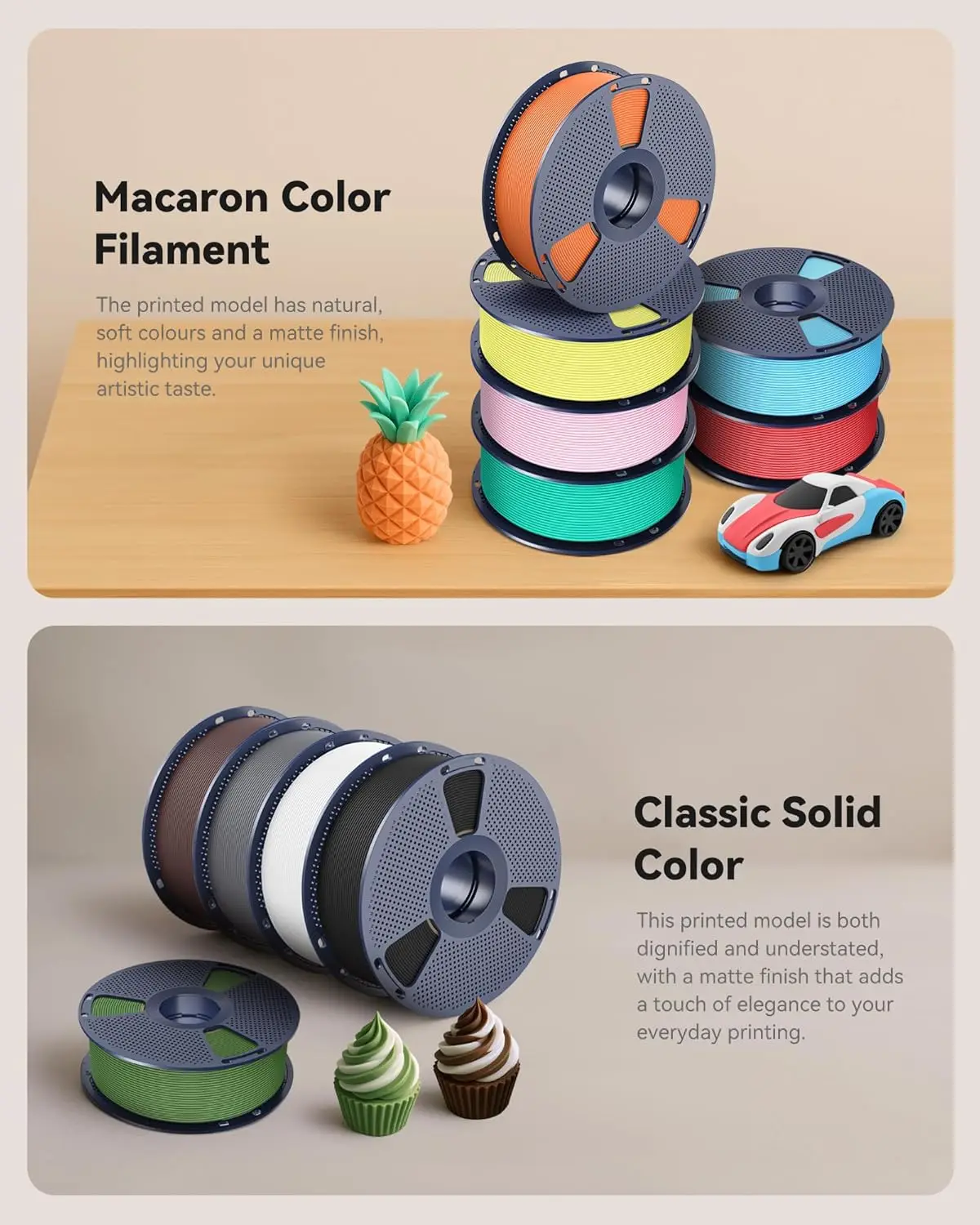 SUNLU – classique PLA haute vitesse, Texture mate, 5KG 1KG/rouleau, tolérances de 1.75MM +/-0.02MM, Filament sans enchevêtrement, haute ténacité 600 mm/s