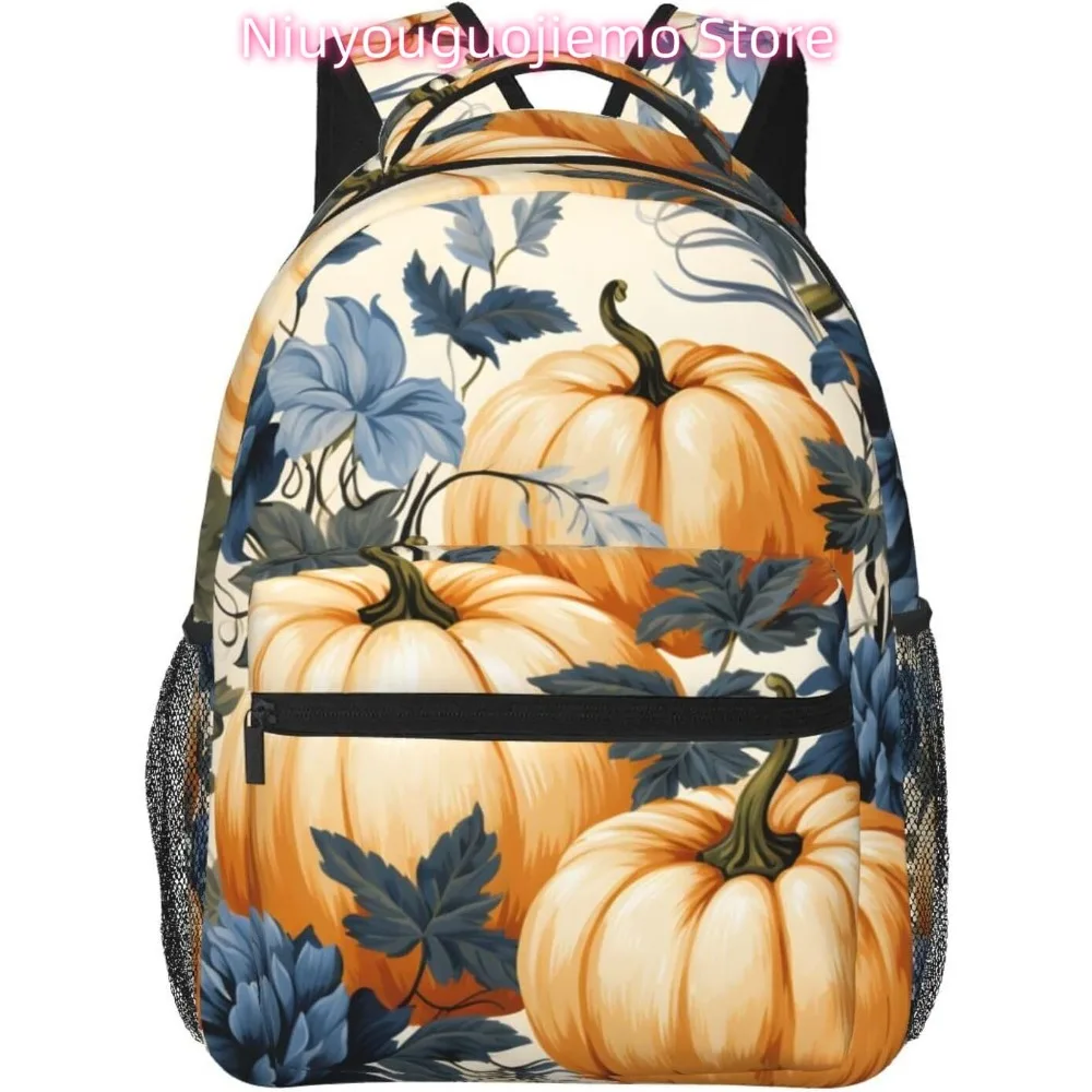 

Легкий рюкзак для ноутбука с милым цветком тыквы, легкий многоцелевой дорожный повседневный рюкзак унисекс, студенческие рюкзаки для мужчин