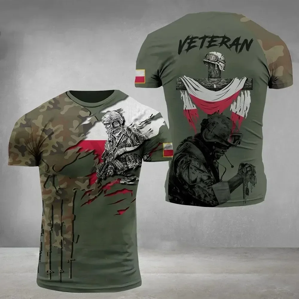 

Men's T-shirts Printed with Camouflage Patterns and the Polish Flag, 3d T-shirts for Men and Women, Men's Polska T-shirts