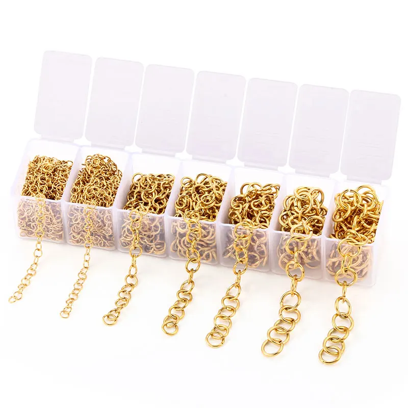 One Set Box Stainless Steel 3mm 4mm 5mm 6mm 7mm 8mm Plated 18K Gold Open Jump Rings Jewelry Making Supplies Accessorie Connector