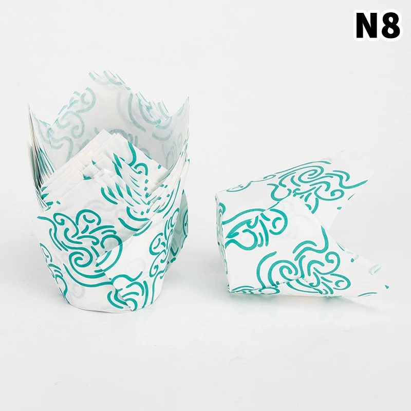 New 50pcs/sets Tulip Muffin Cupcake Paper Cups Oilproof Cupcakes Liners Baking Cake Box Cake Decor DIY Tools Muffin Wrap Cases