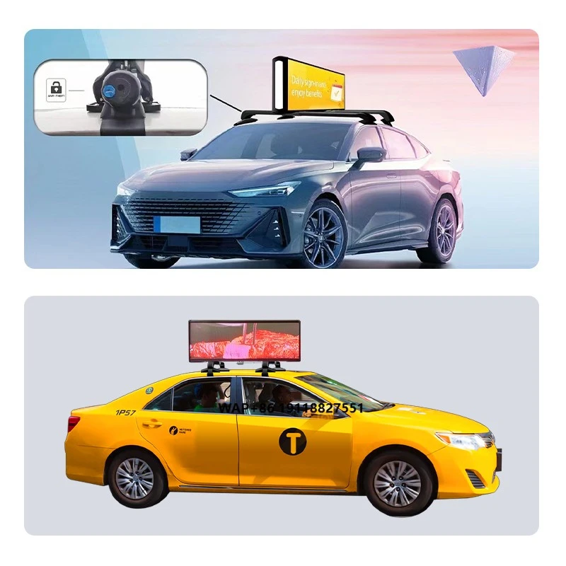 OutdoorWaterproof Scrolling Double Sided Taxi LED Sign P5  Car Advertising Taxi Top Screen LED Display for Taxi Car