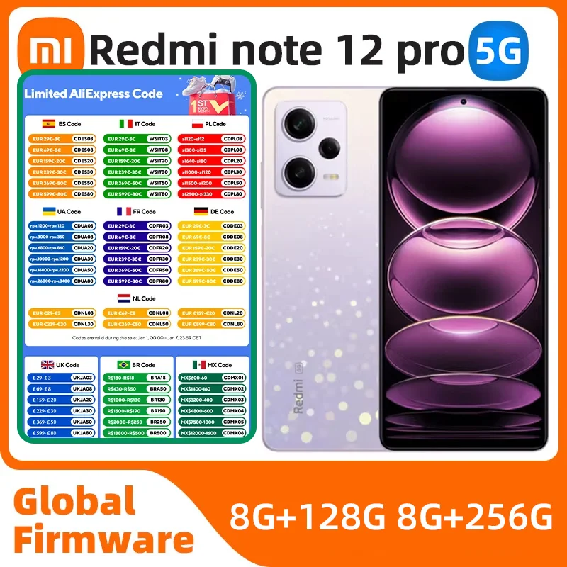 xiaomi redmi note 12 pro 5G Android 6.67 inch 8GB RAM 256GB ROM Unlocked All Colours in Good Condition Original used phone