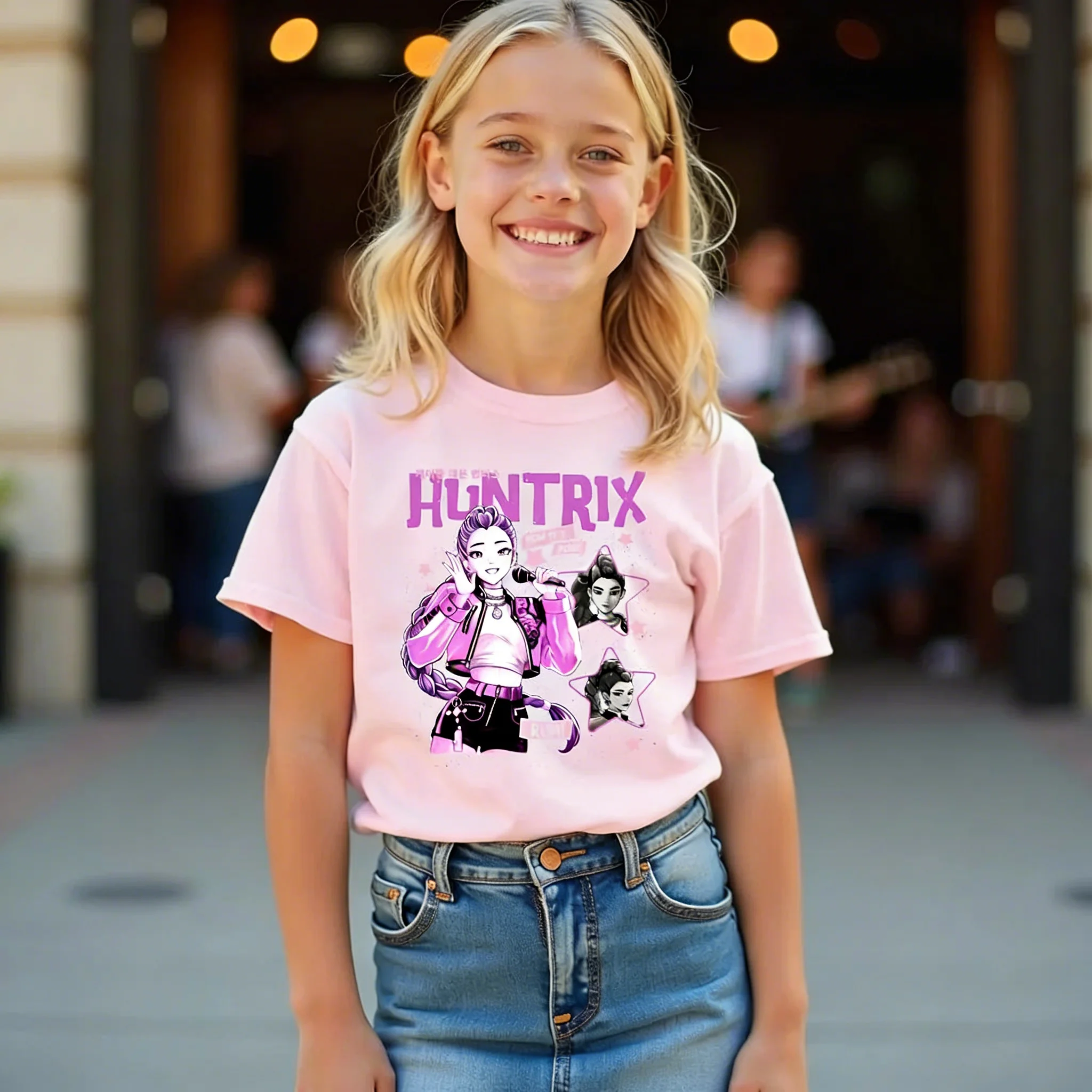 

Футболка Y2K Demon Hunters для родителей и детей, летняя коллекция 2026, хит продаж, детская футболка K-pop, аниме, с коротким рукавом, повседневный топ, уличная одежда