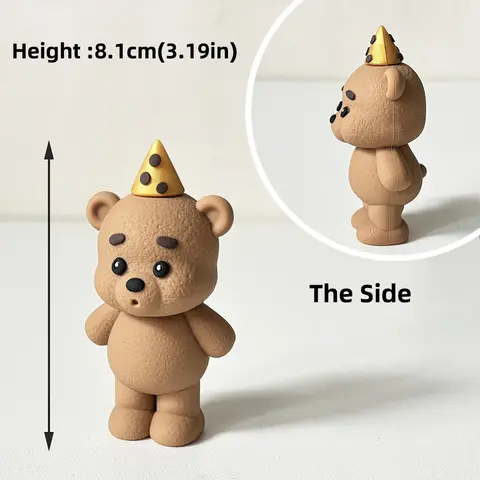 भालू केक टॉपर, मोमबत्तियाँ उड़ाने वाला भालू बेज ब्राउन बॉल्स, बच्चों के लिए उपहार बॉक्स, हैप्पी बर्थडे केक टॉपर्स, इन्स स्टाइल केक सजावट 8 best sales भालू केक टॉपर - №6