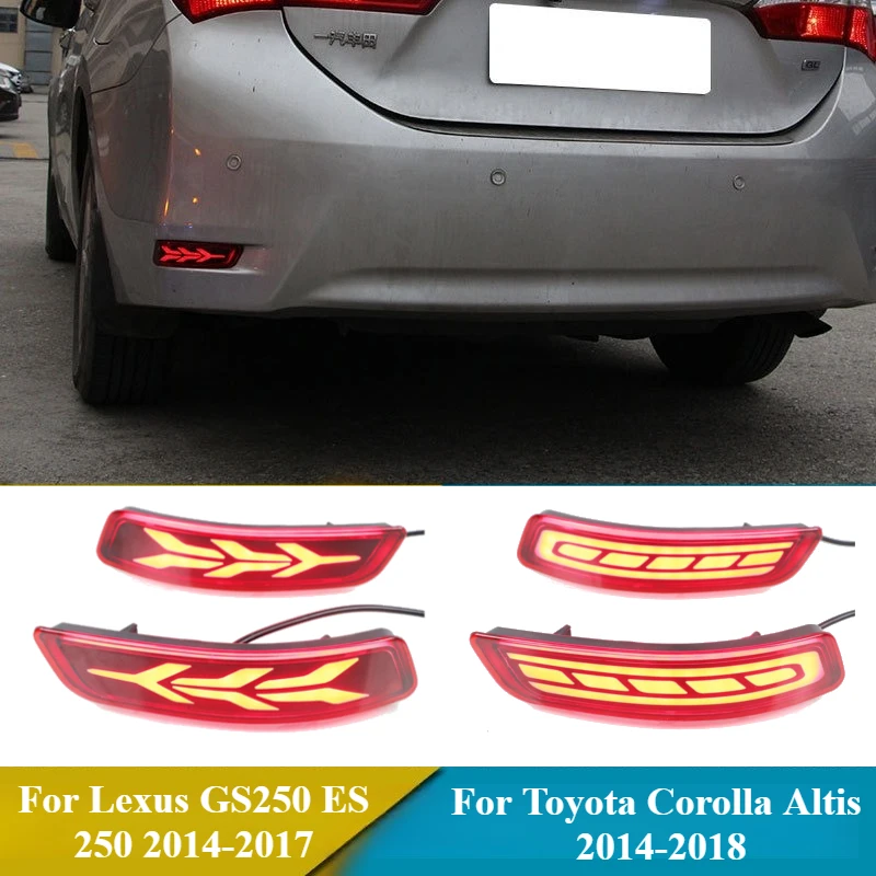 

2Pcs LED Rear Bumper Reflector Light for Toyota Corolla Altis for Lexus GS250 ES250 2014 2015-2017 2018 Brake Turn Signal Lamp
