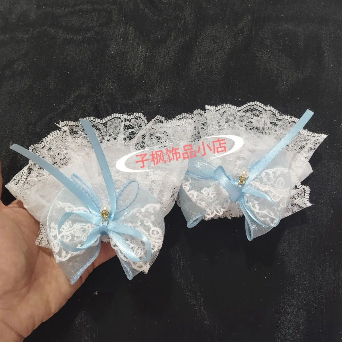 Multicolor Sweet Lolita Hand Wrist Cuffs Bowknot Lace Trim Maid Cosplay Costume Accessories For Women Girl Bracelet Wristlet