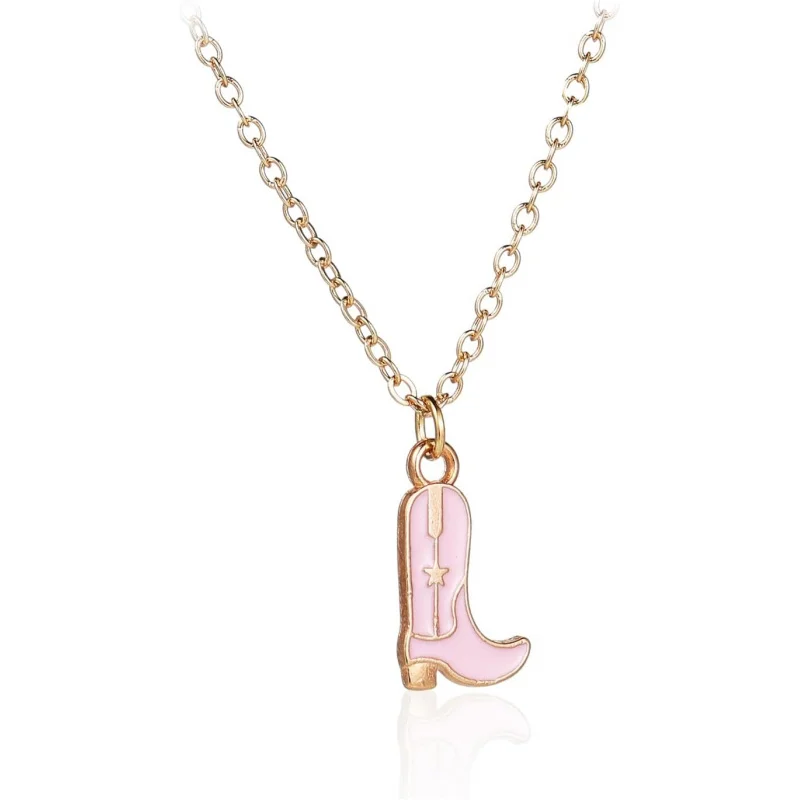 

Gold Cowboy Boot Necklace for Women Disco Cowgirl Style Gold Plated Cowboy Hat Pendant Western Jewelry Gift