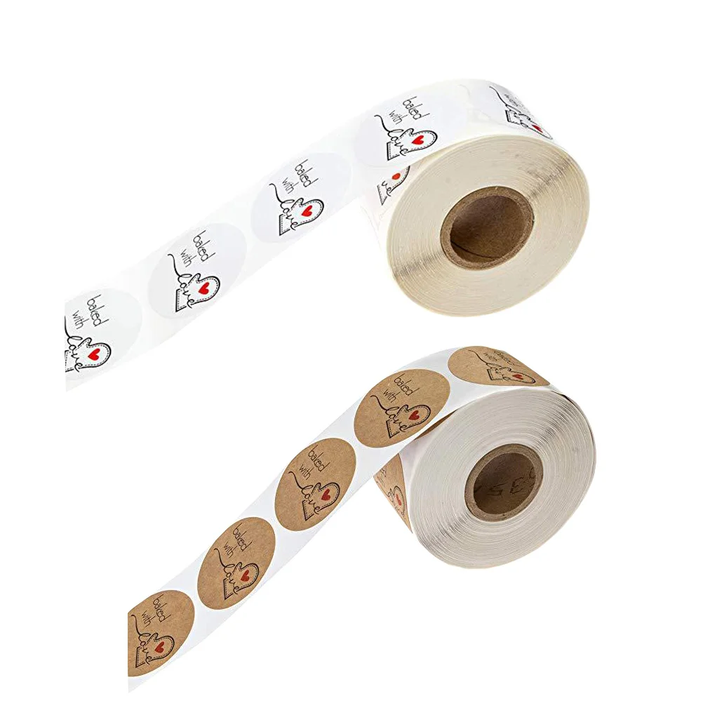 

2 Rolls Round Baking Decor Stickers Adhesive Labels for Cookies Candy Packaging Treat Bags Craft DIY Stickers Baking with Love