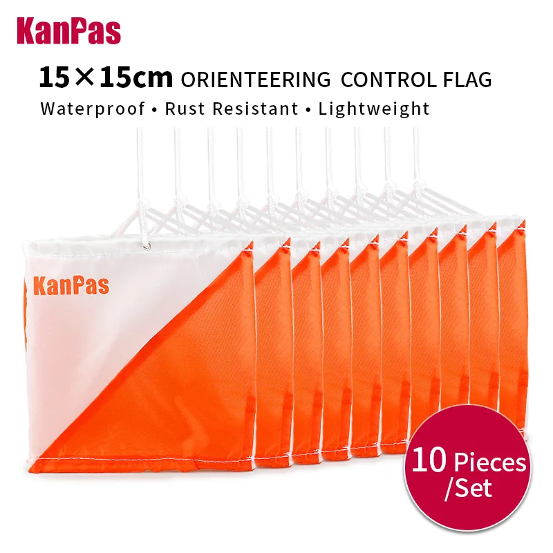 Флаги-маркеры KANPAS для спортивного ориентирования, средний размер 15x15 см, 10 штук в упаковке