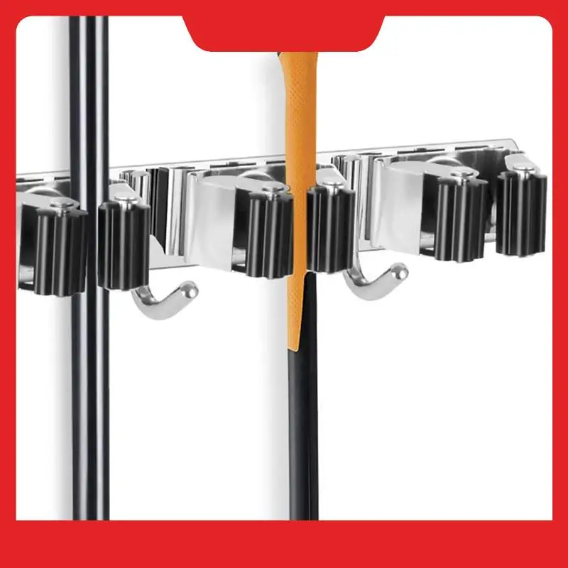 Broom Holder Mop Hanger Wall Mount Metal Organization Garage Storage System Garden Kitchen Tool Organizer