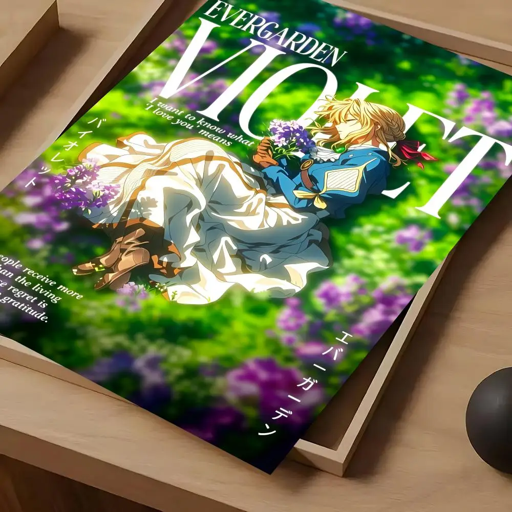 Japanese Anime Violet E-Evergarden Poster For Self-adhesive Art Waterproof Paper Sticker Coffee House Bar Room Wall Decor