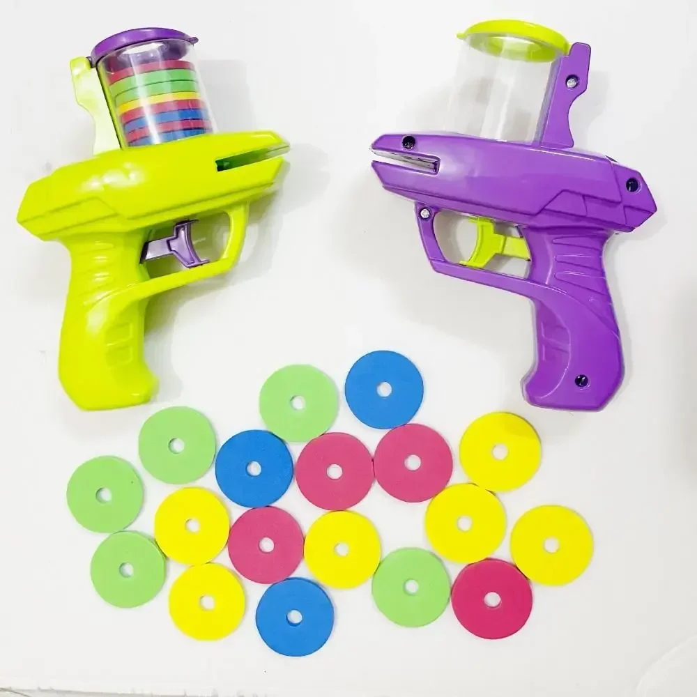Jogo ao ar livre mini disco arma brinquedo disco voador tiro lançador arma dupla pai-filho interativo crianças brinquedo para meninos presentes