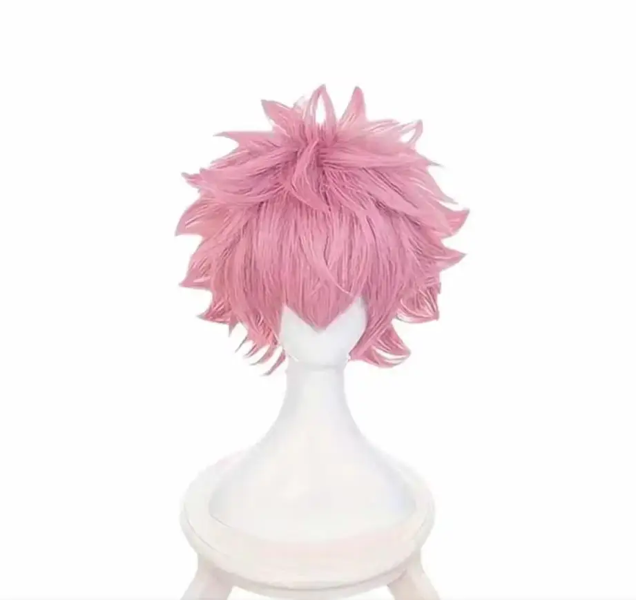 Anime My Hero Academia Heat Resistant Hair Role Play Wigs Ashido Mina Pink Cosplay Synthetic Wigs