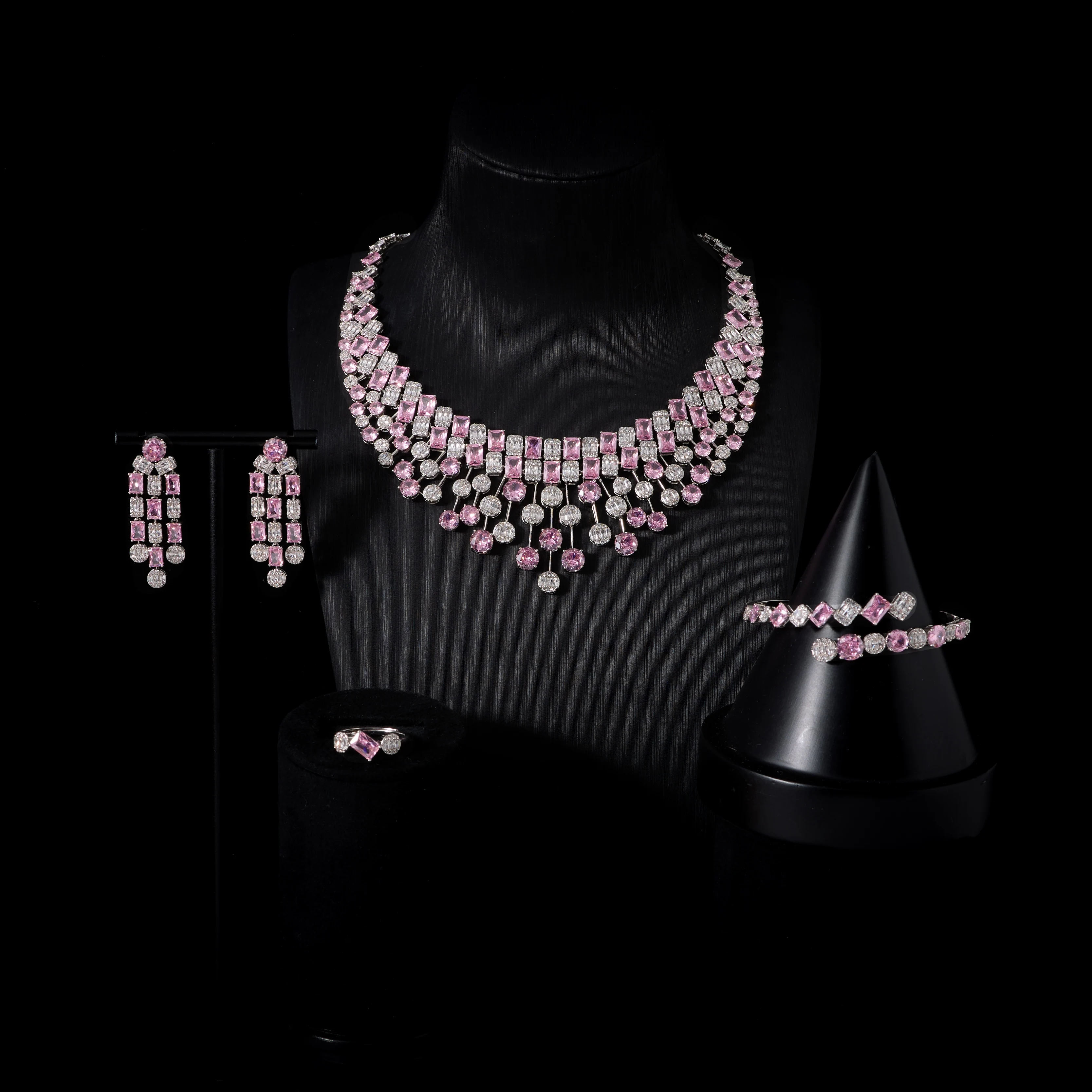 

New Year's Treats~ Bridal Jewelry Sets For Women Cubic Zirconia Necklace sets Full Set for Dubai Nigeria Wedding Party Accessory