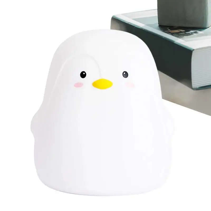 

Cute Penguin Night Light Touch Night Light LED Multicolor Rechargeable Silicone Soft Decorative Bedroom Bedside Light For