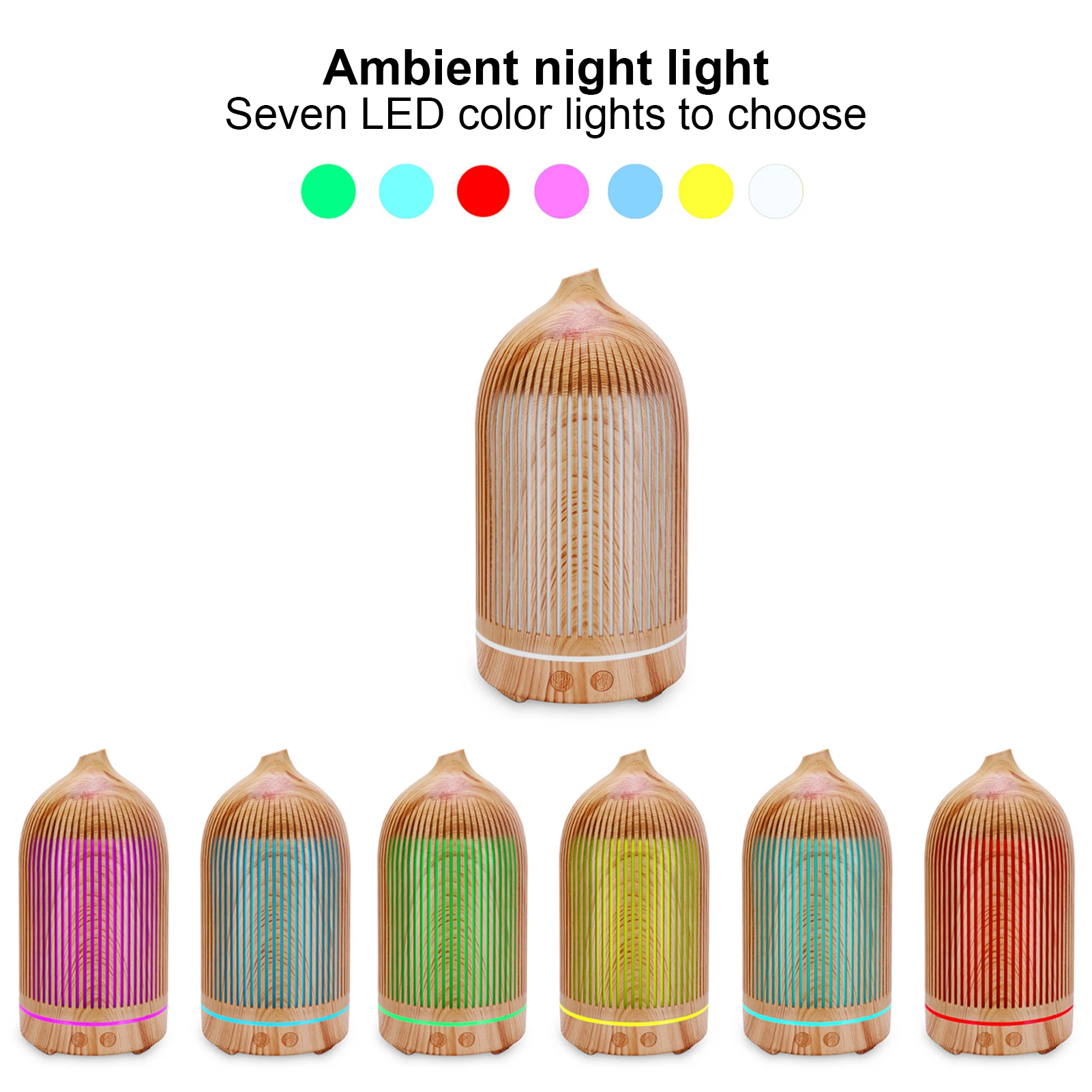 

200ml Mini Hollow Humidifier with Night Light USB Powered Diffuser 5V Light Wood Grain Desktop Humidifier Humidifying Tool