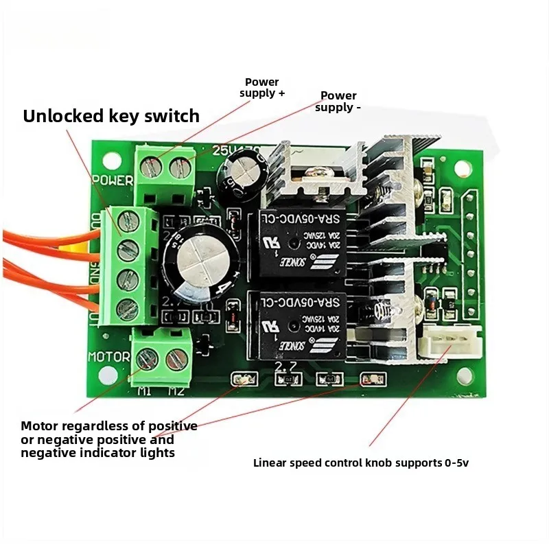 10A PWM dc motor controller forward and backward linear actuator governor speed control self-reset 6V/12V/24V