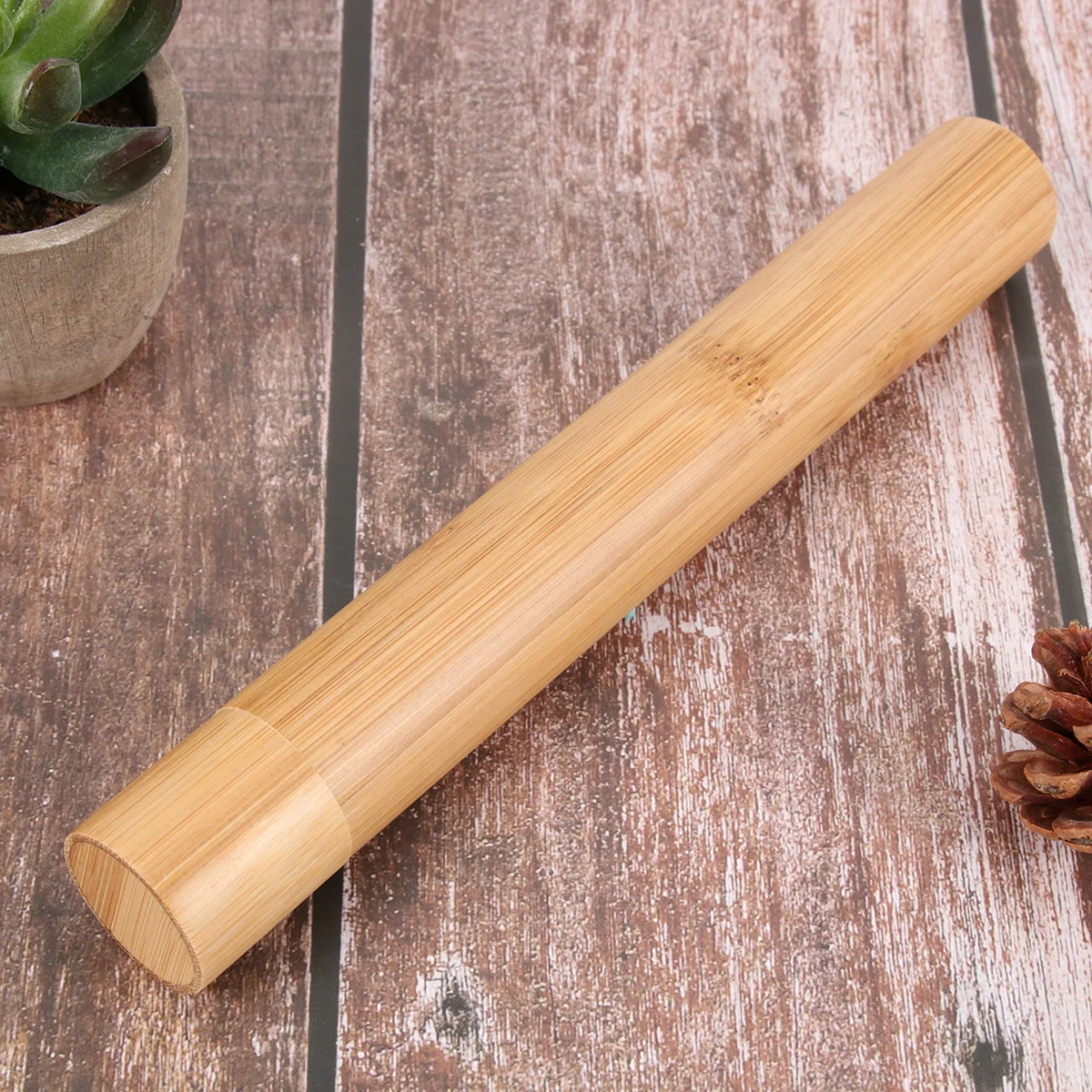 

Bamboo Toothbrush Case Portable Vintage Handmade Small Travel Storage Tube Lightweight Durable Toothbrush Tube