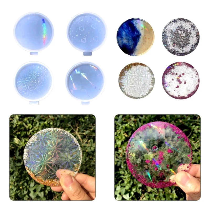 Holographic Light and Shadow Cup Pad Mat Mold Handmade Tea Tray Coffee Placemat Coaster  Silicone Resin Mould DIY Craft Tool