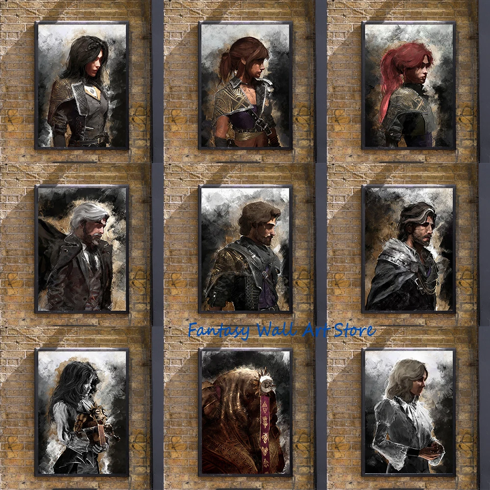 Hot Video Game Clair Obscur Expedition 33 Character Portraits Vintage Oil Painting Style Poster Canvas Painting Wall Art Picture