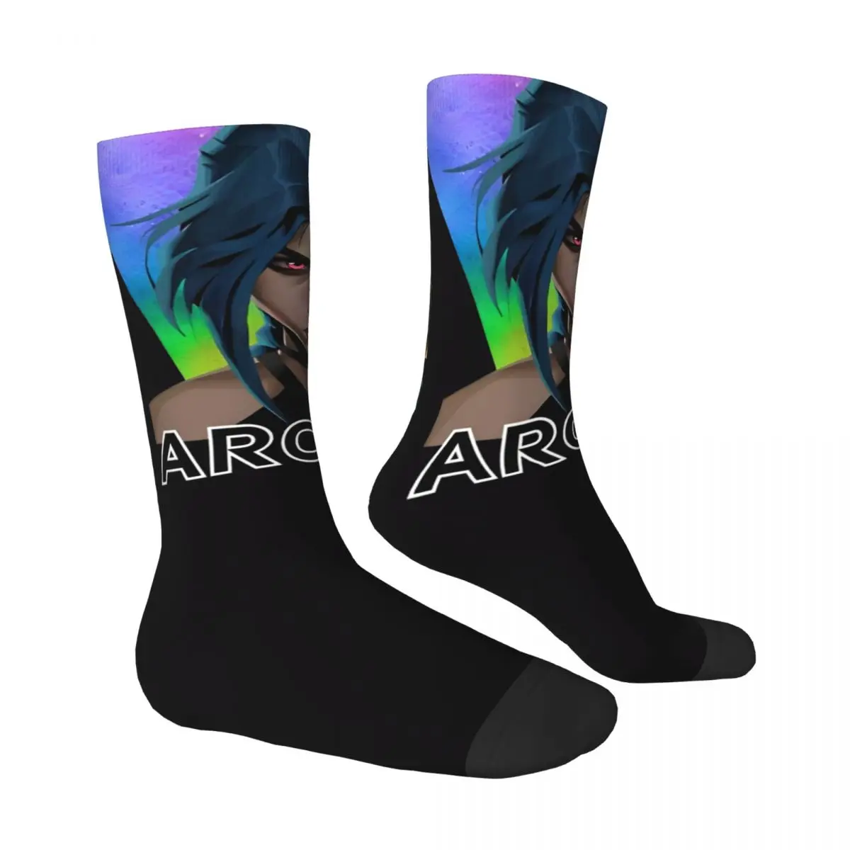 Arcane Vi et Jinx Anime bas hommes chaussettes doux respirant chaussettes drôles printemps Skateboard anti-dérapant chaussettes personnalisées cadeau d'anniversaire