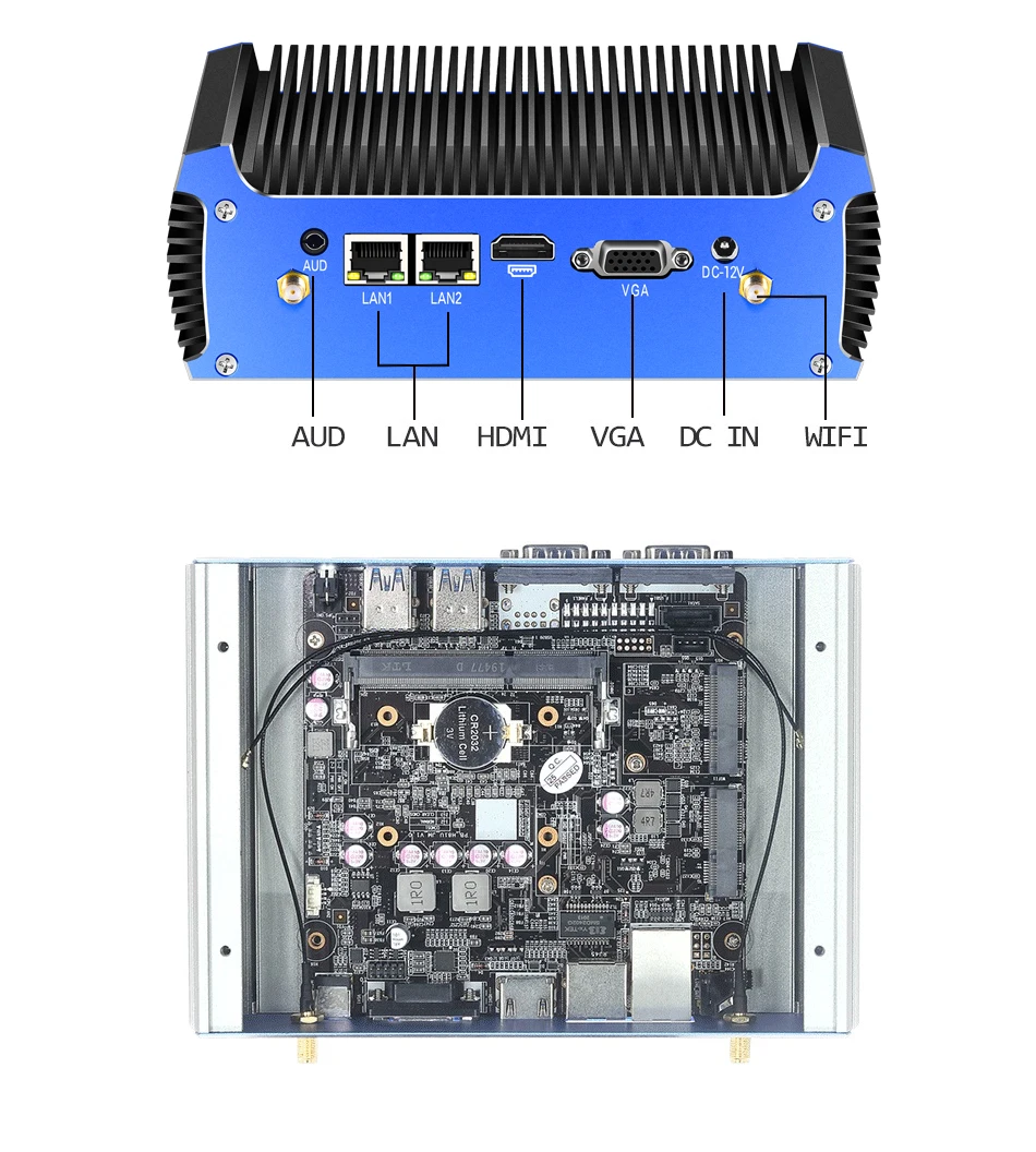 Intel Core I7-5500U I5-5200U I3-5005U Industrial Mini PC Dual LAN 2xRS232 COM 4xUSB3.0 1xHDMI Support WiFi Linux Ubuntu Computer