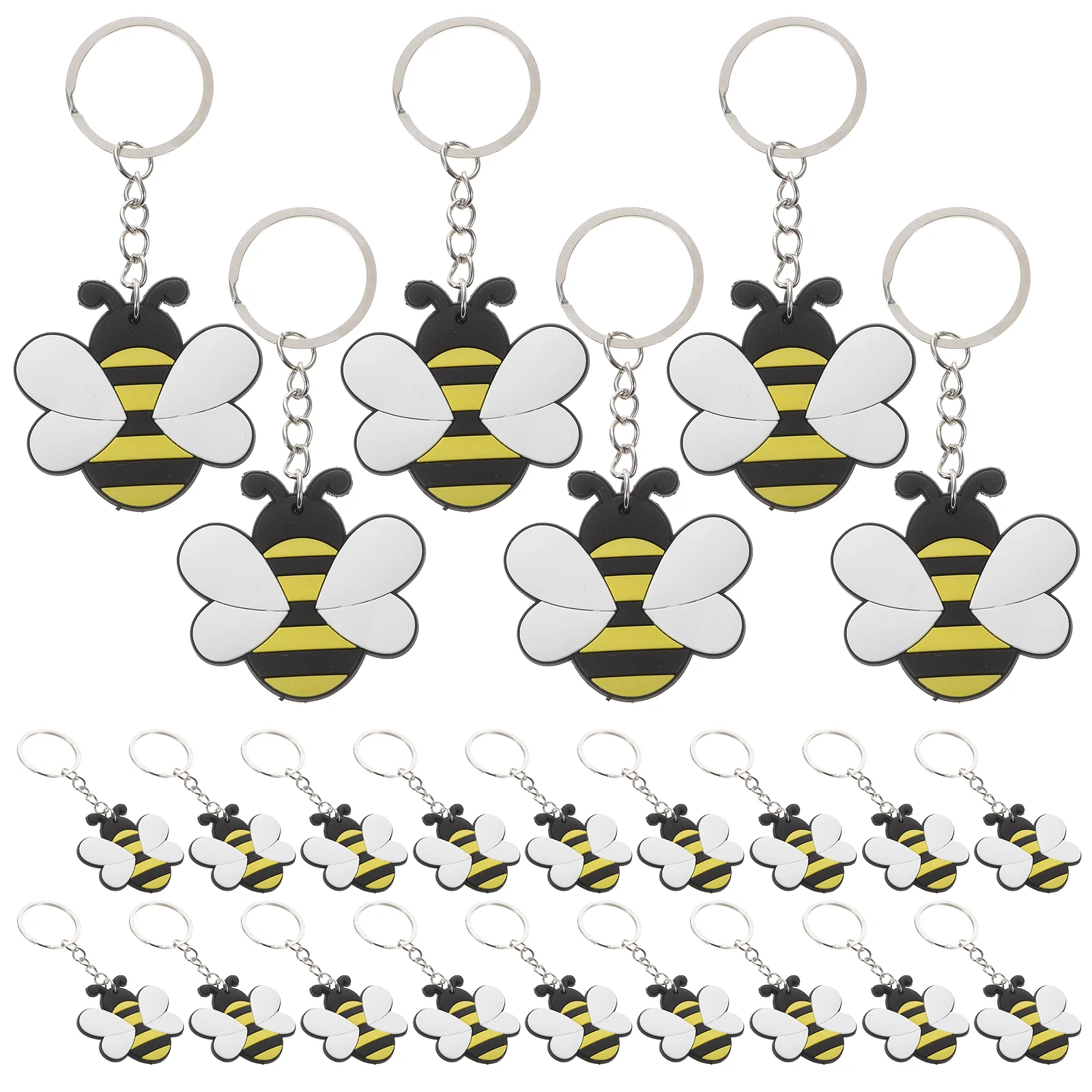 

24 Pcs Bee Keychain Kid Wallet Cartoon Pendant Creative Metal Keyring Adorable Ornament