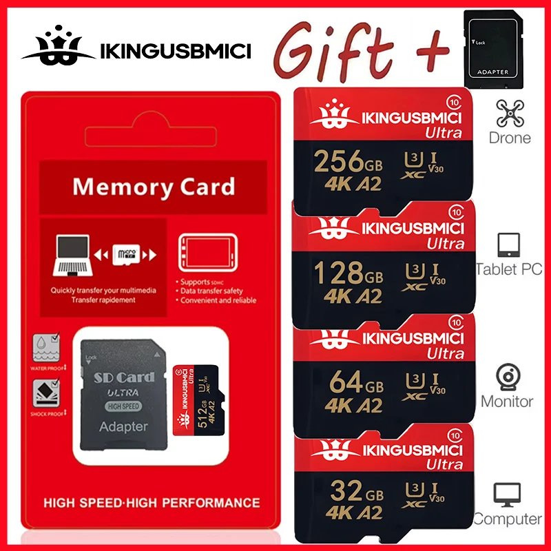 100% Original Silver Plus A2 V30 MicroSDXC 64GB 256GB 25 16GB Memory Card TF Card Read 205MB/s Storage Card For 4K Drone